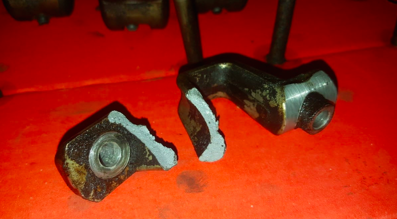 Broken rocker arm bridge